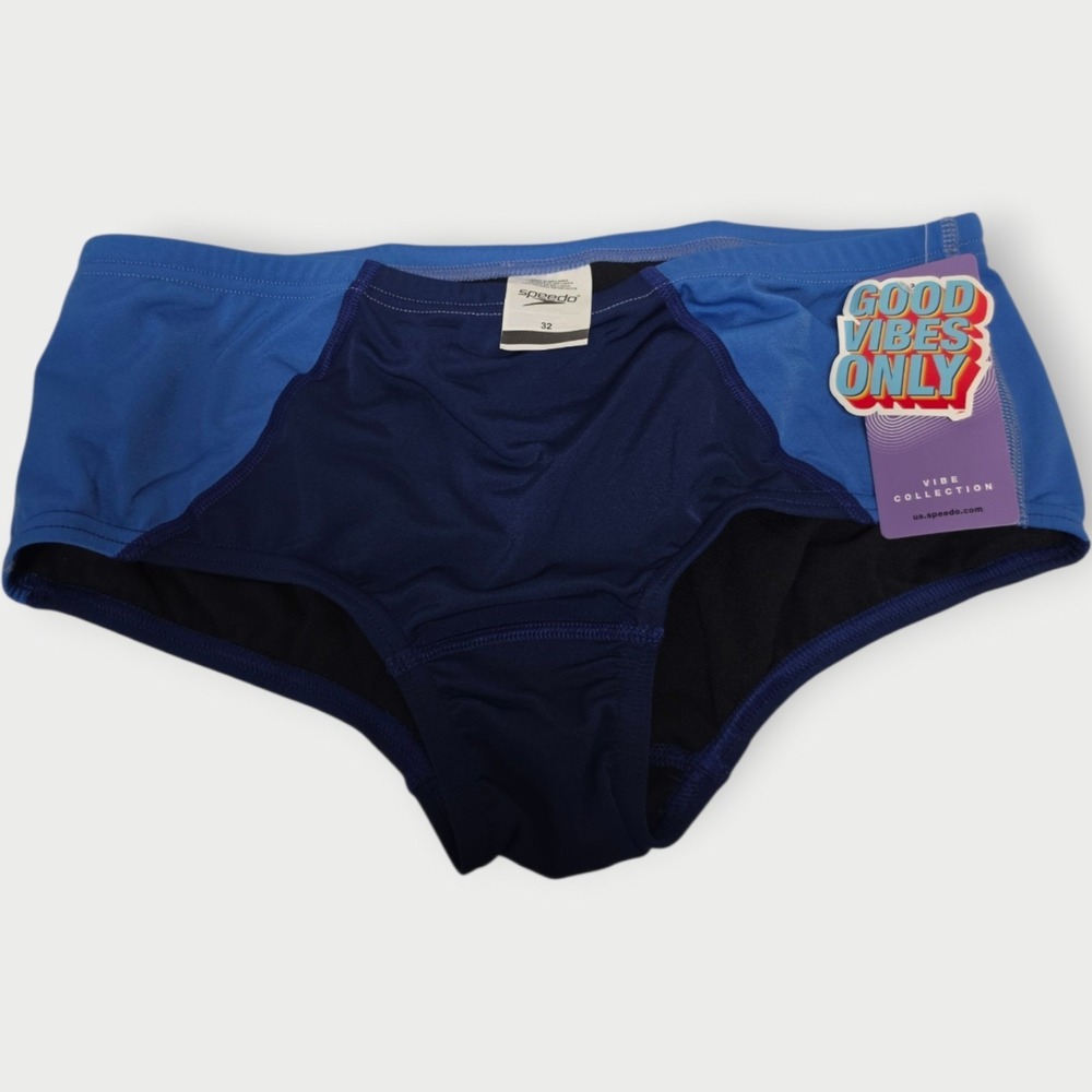 Speedo Mens Size 32 Vibe Collection Brief UPF50+ Swim Suit Cerulean Blue NWT